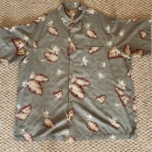 Caribbean Men's 3XLT Silk Blend Hawaiian Button Up Shirt Tropical Beach Vacation